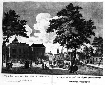 Veduta delle sinagoghe per ebrei tedeschi ad Amsterdam da Dutch School